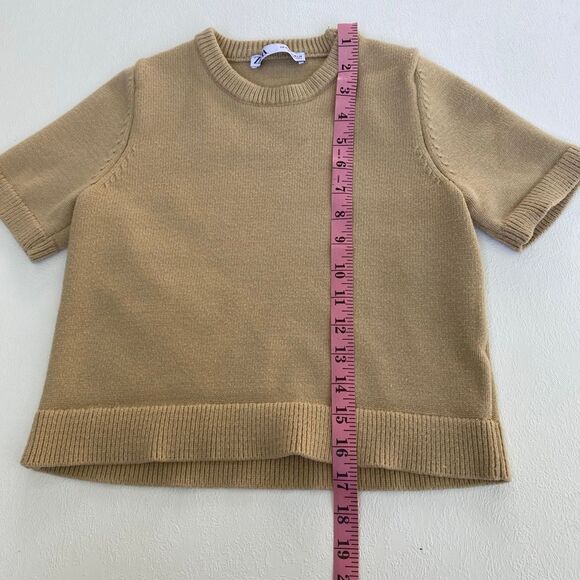 Zara Tan Short Sleeve Knit Sweater Top Women’s Medium - Picture 5 of 5